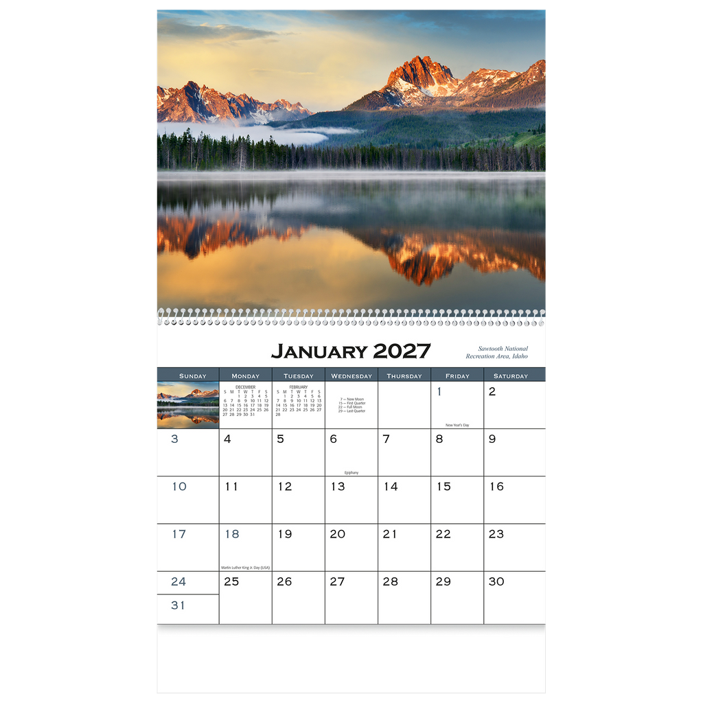 American Scenic Wall Calendar: 2027 Spiral Bound