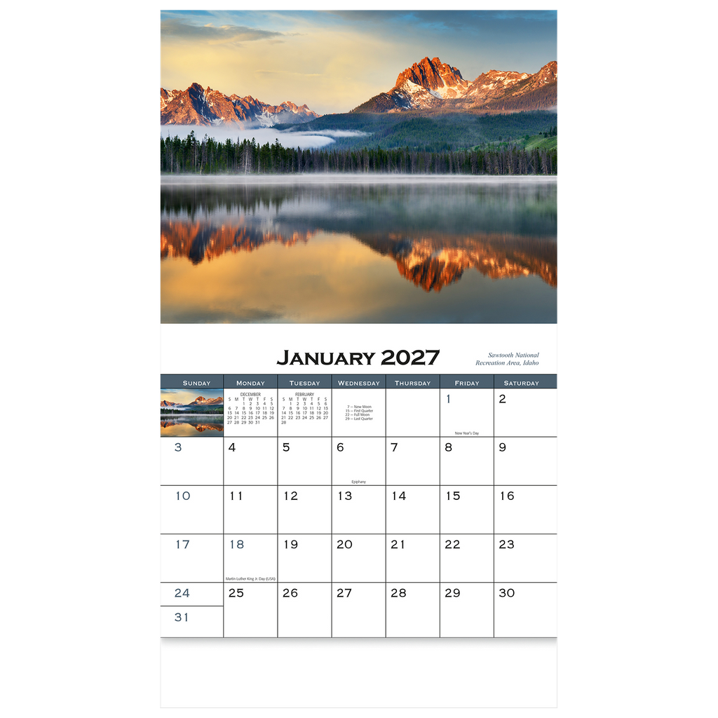 American Scenic Wall Calendar: 2027 Stapled