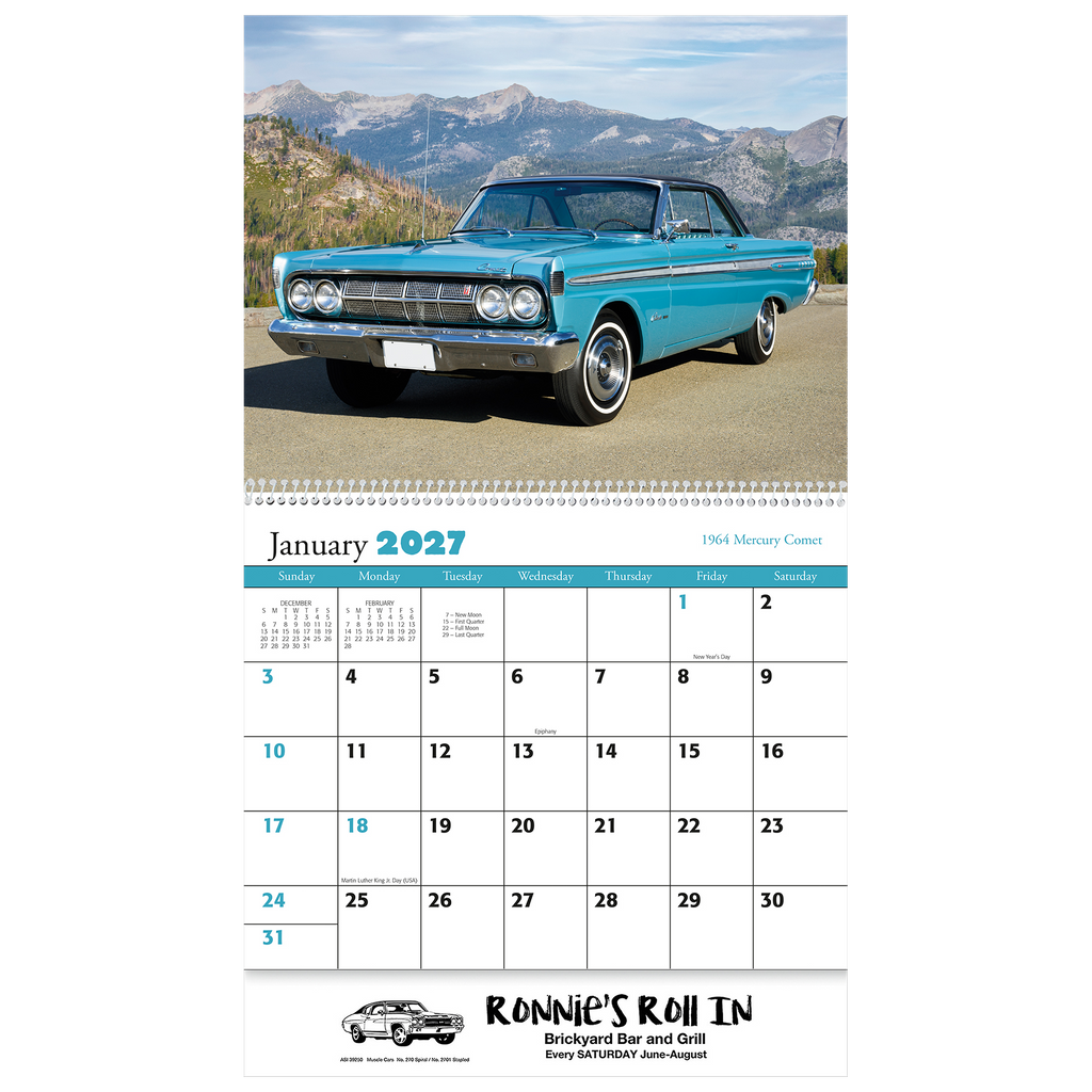 Muscle Cars Wall Calendar: 2027 Spiral Bound