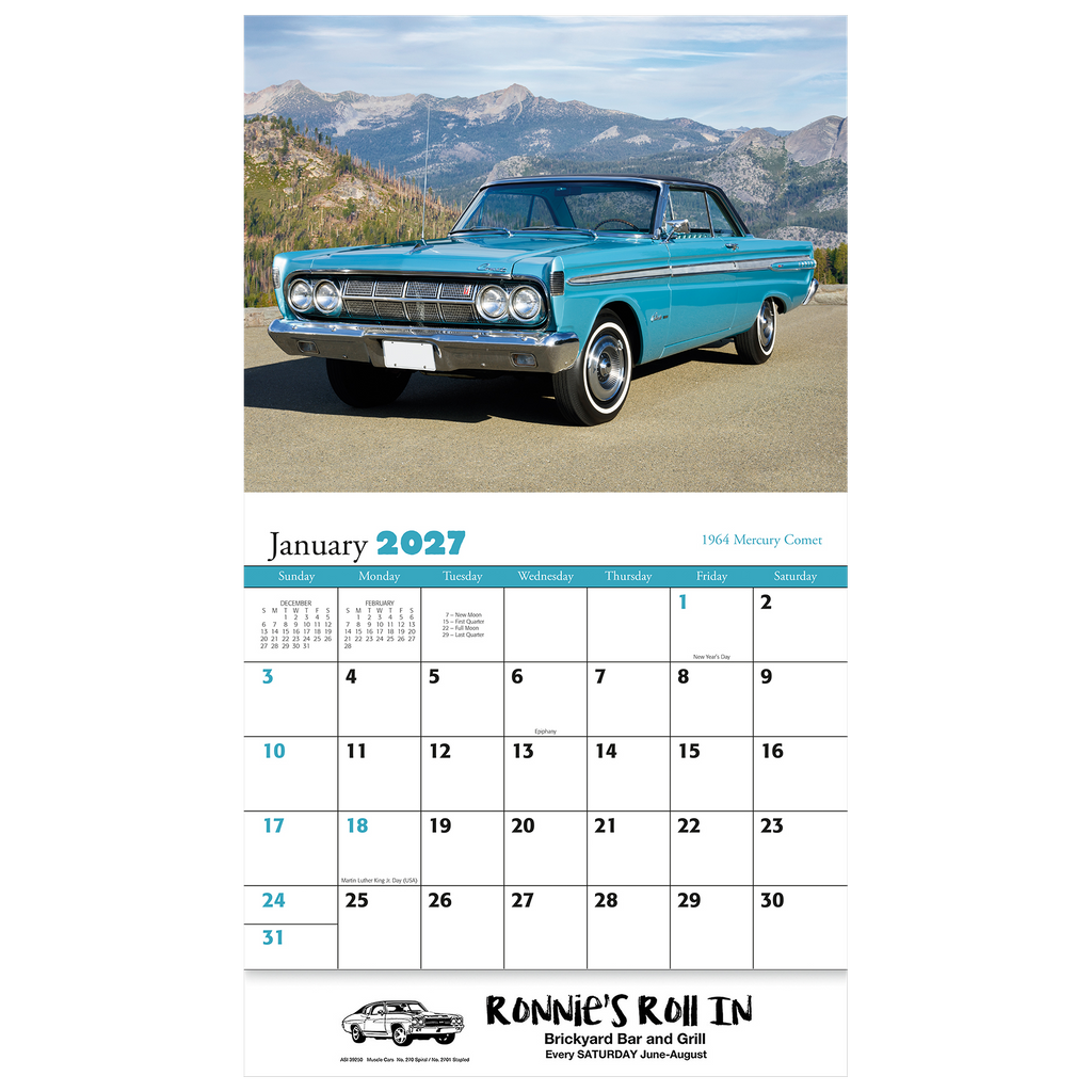 Muscle Cars Wall Calendar: 2027 Stapled