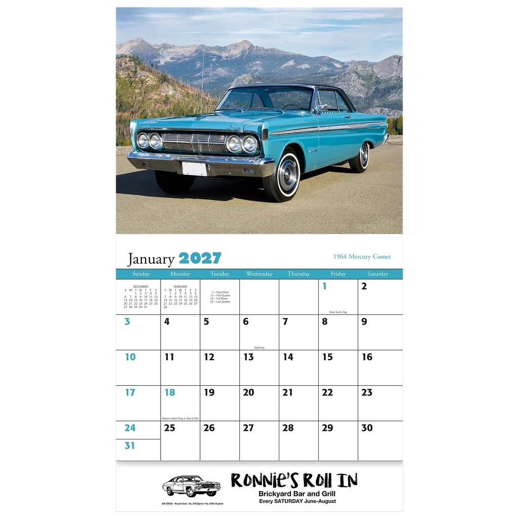 Muscle Cars Wall Calendar: 2027 Stapled