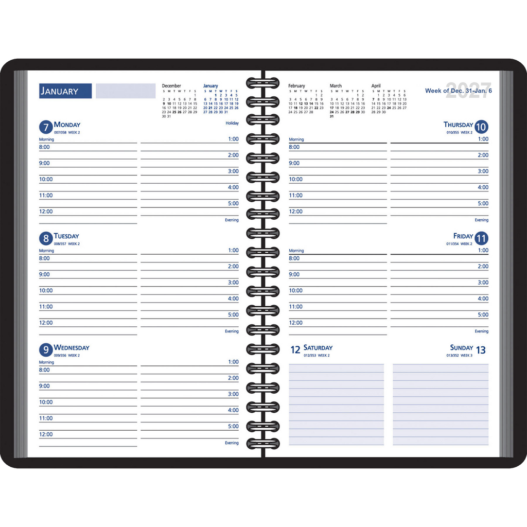 Ruled, One Week Per Open Page Spread, Wired
