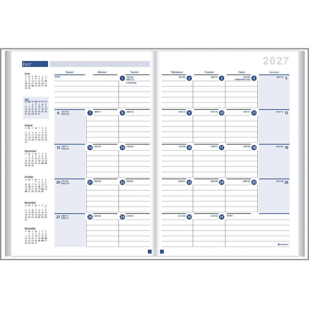 Ruled Monthly Desk Planner Stitched to Paper Cover