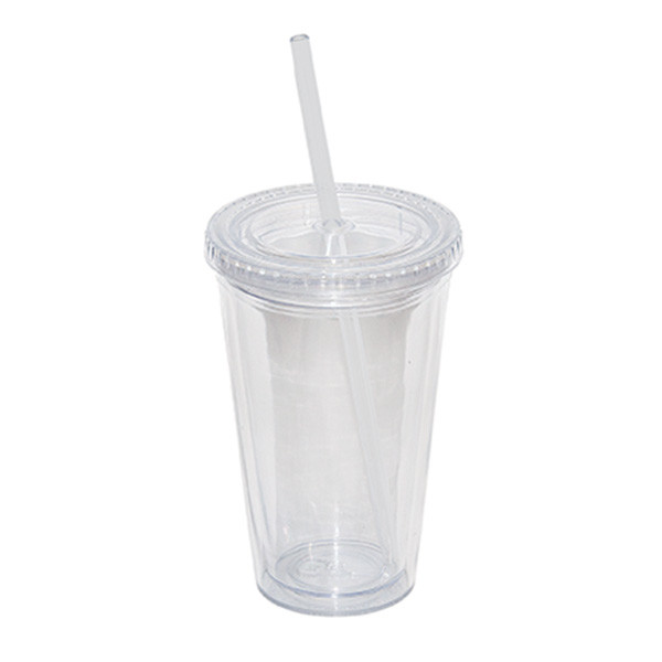 500 Ml. 17 Fl. Oz. Double Walled Tumbler With Straw