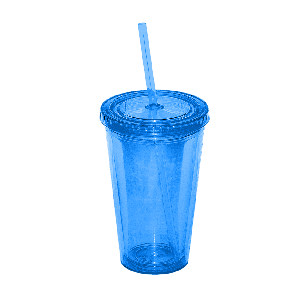500 Ml. 17 Fl. Oz. Double Walled Tumbler With Straw