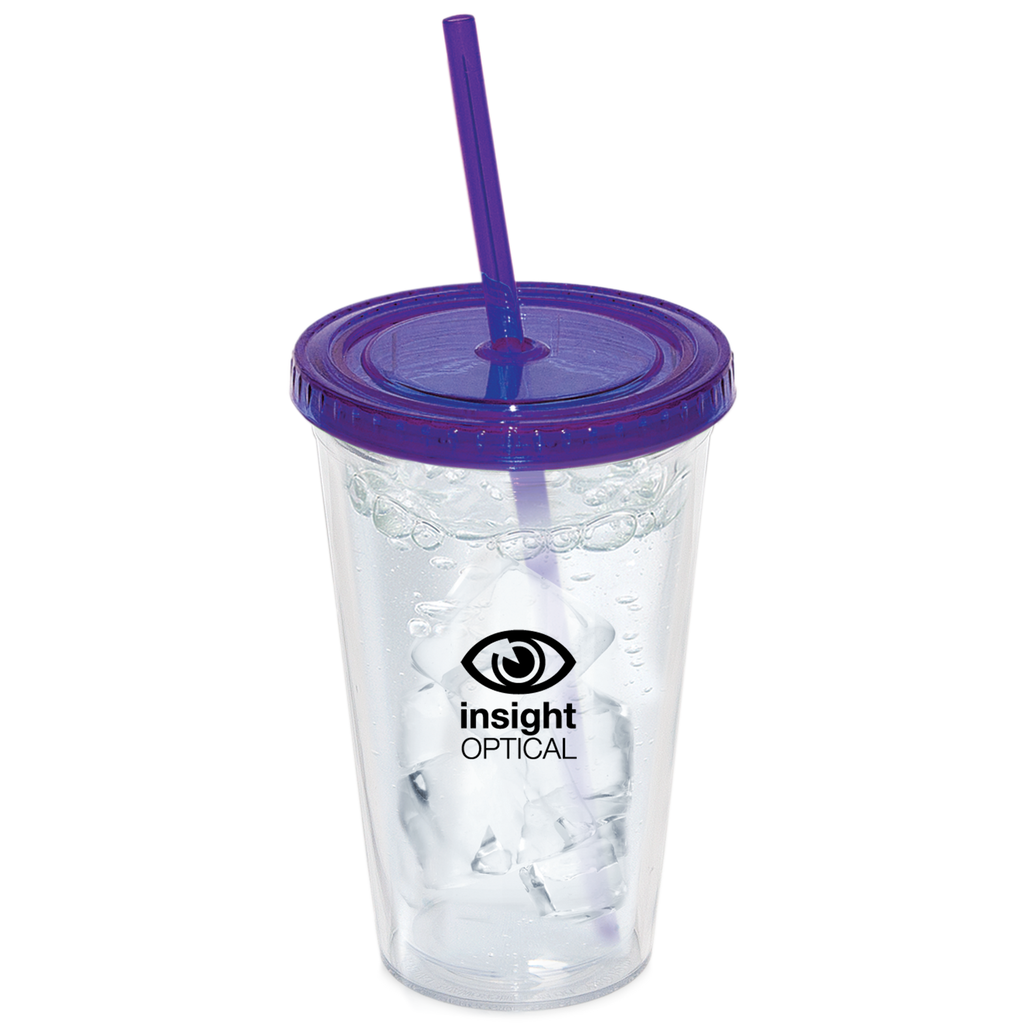 500 Ml. (17 Fl. Oz.) Double Walled Tumbler With Straw