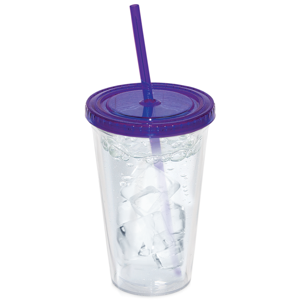 500 Ml. (17 Fl. Oz.) Double Walled Tumbler With Straw
