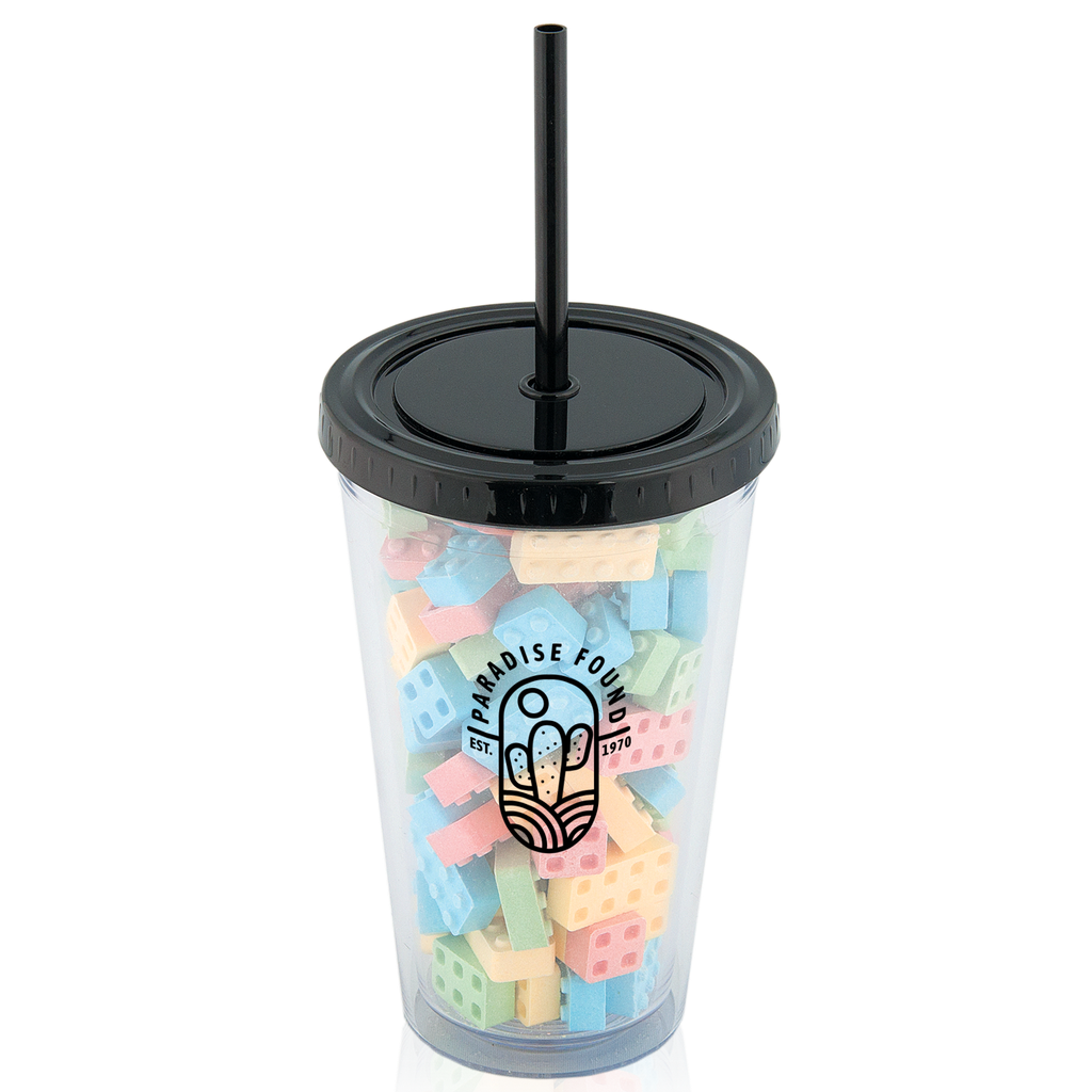 500 Ml. (17 Fl. Oz.) Double Walled Tumbler With Straw