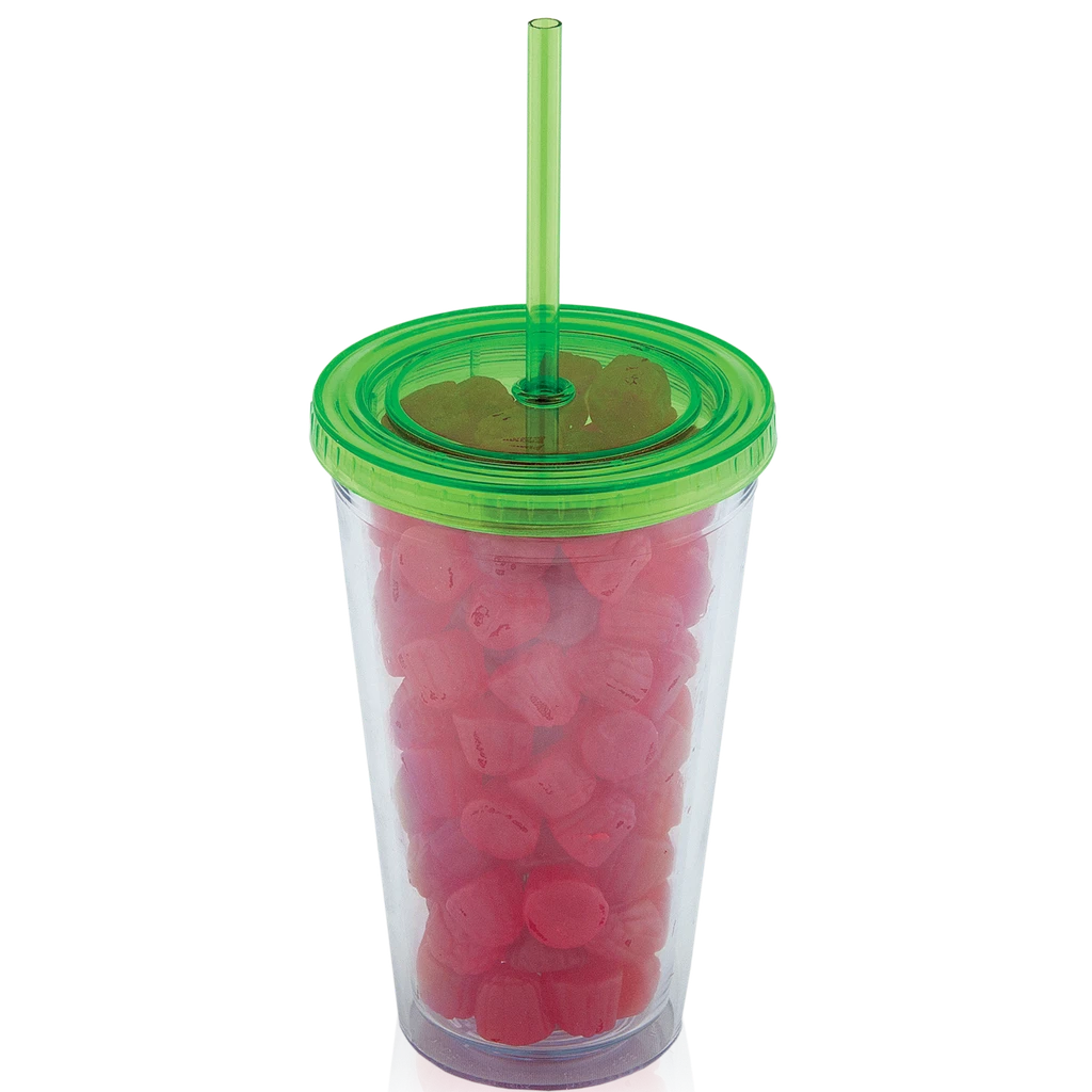 500 Ml. (17 Fl. Oz.) Double Walled Tumbler With Straw