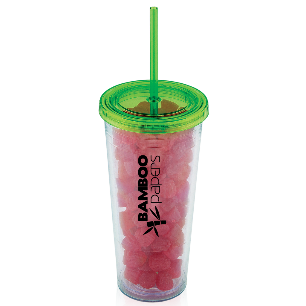 709 Ml. (24 Fl. Oz.) Double Walled Tumbler With Straw
