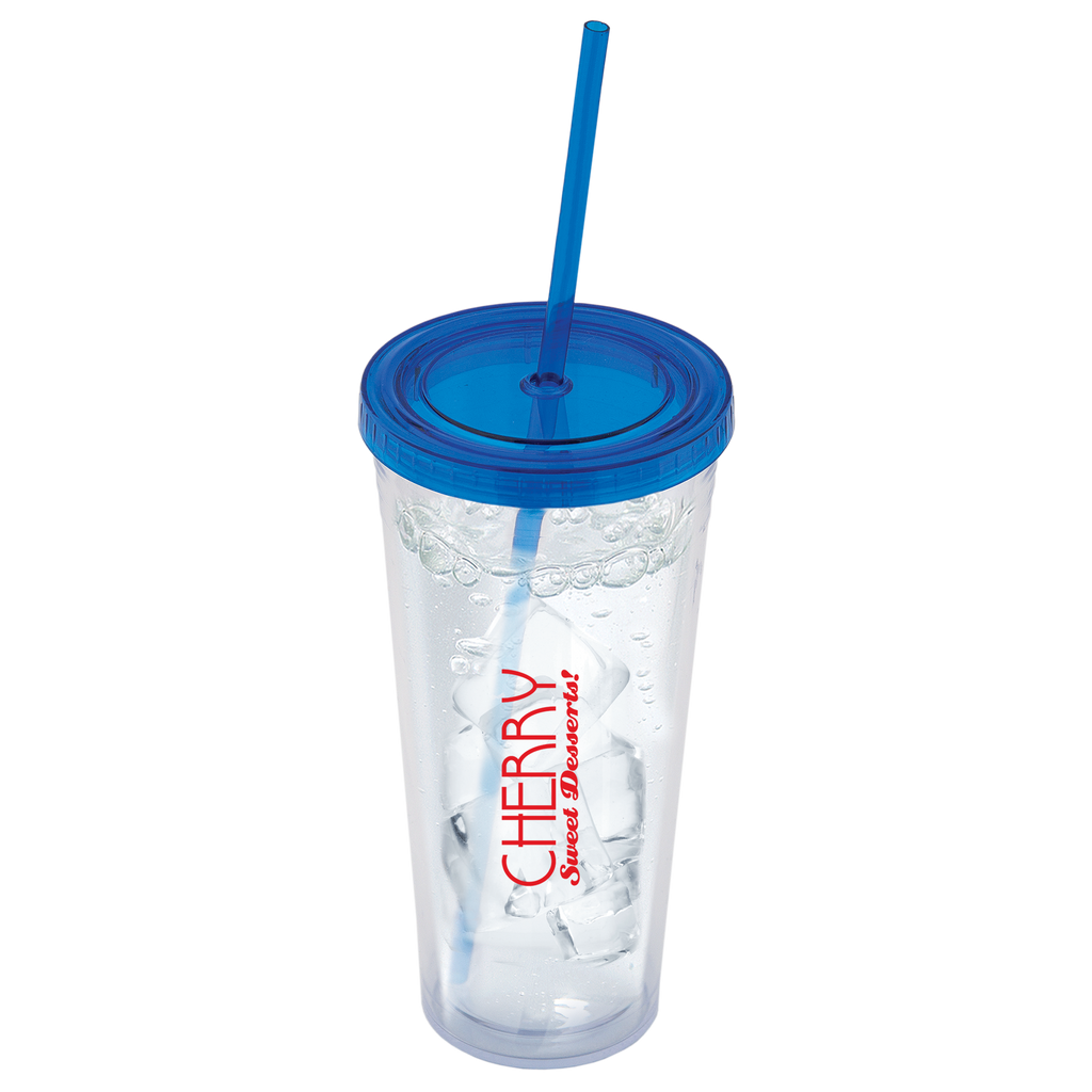 709 Ml. (24 Fl. Oz.) Double Walled Tumbler With Straw