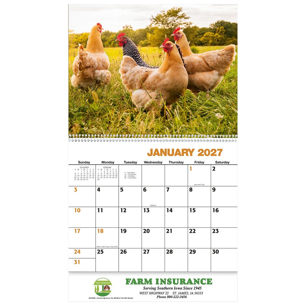 American Agriculture Wall Calendar: 2027 Spiral Bound