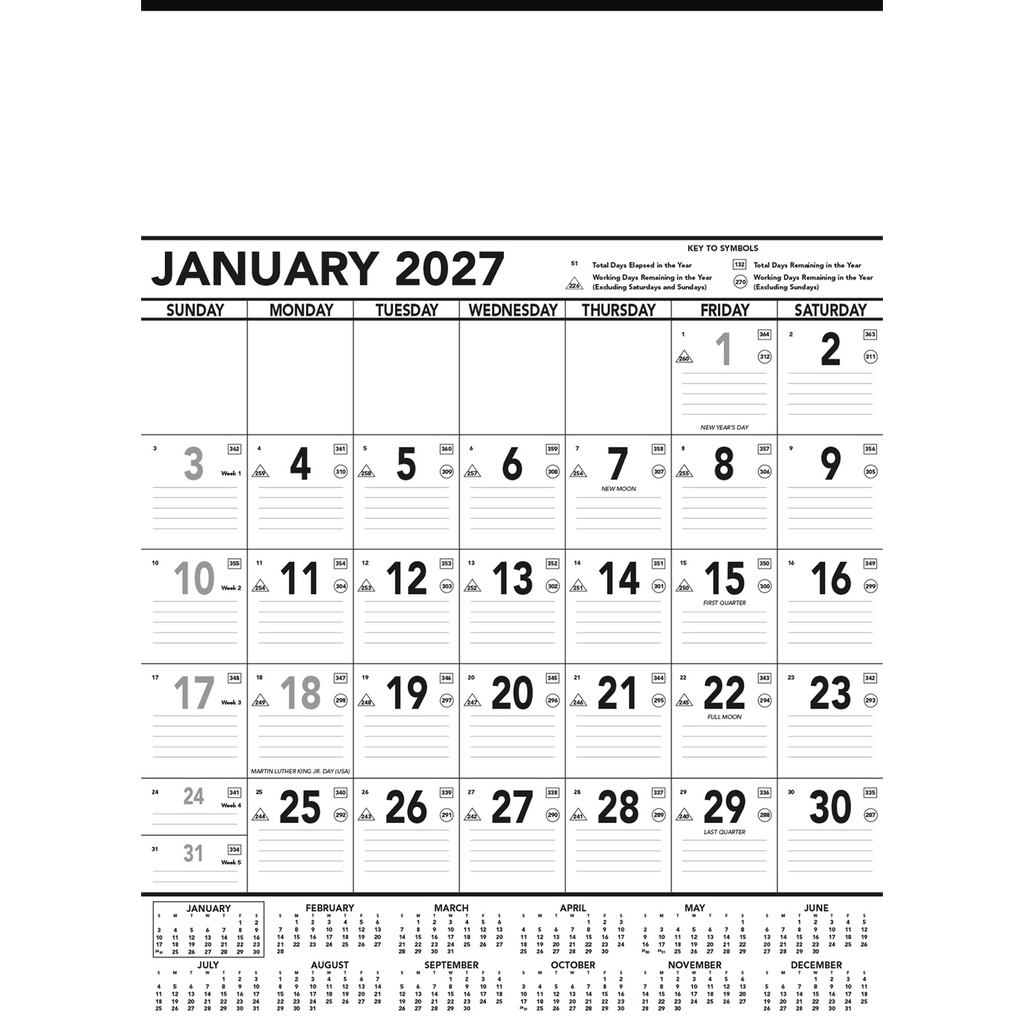 Commercial Contractor Calendar: Black & White 2027