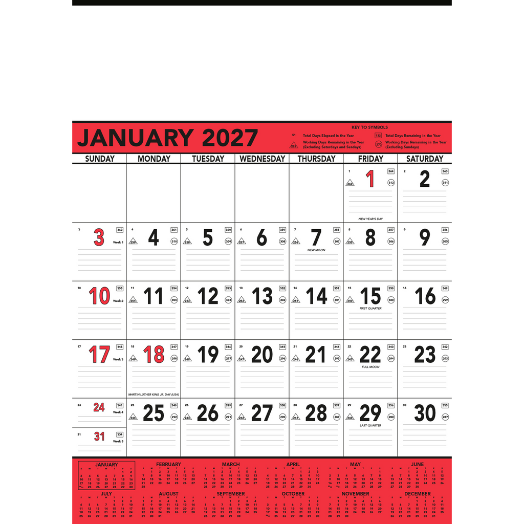 Commercial Contractor Calendar: Red & Black 2027