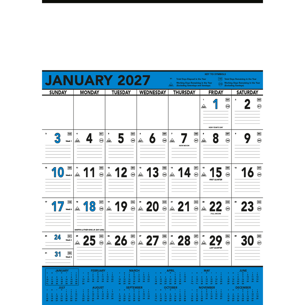 Commercial Contractor Calendar: Blue & Black 2027