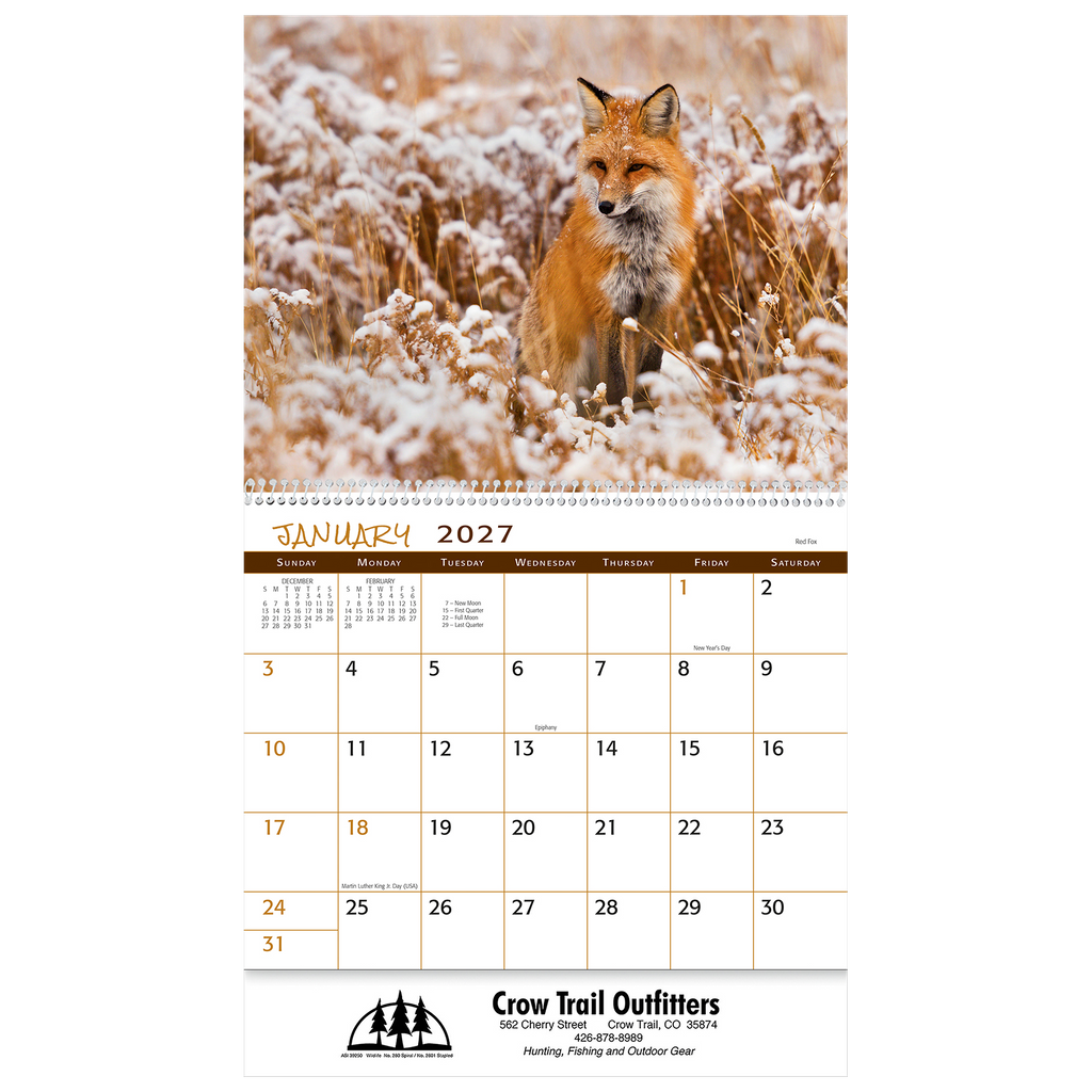 Wildlife Wall Calendar: 2027 Spiral Bound