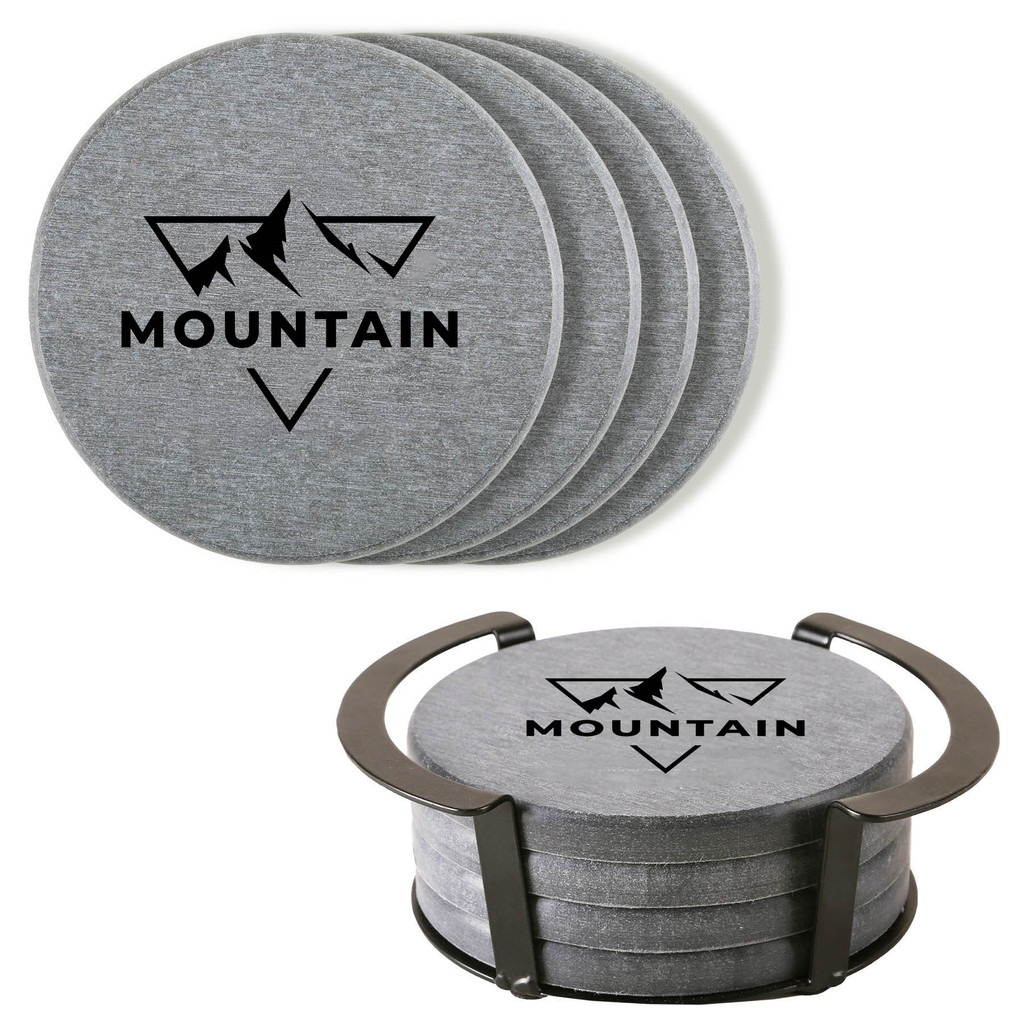 Relic Diatomite Coaster: 4 Pc Set In Metal Stand