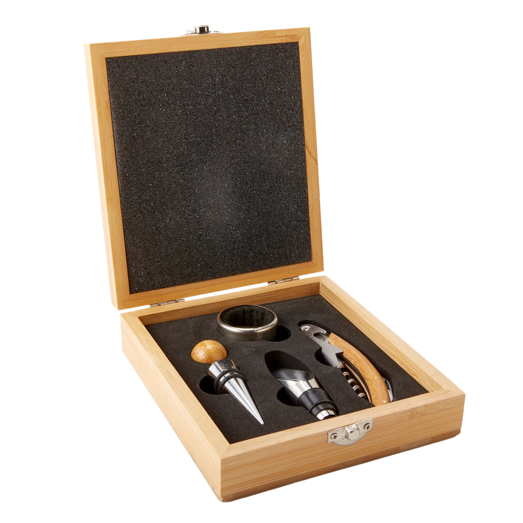 4-Piece Bamboo Wine Tool Set