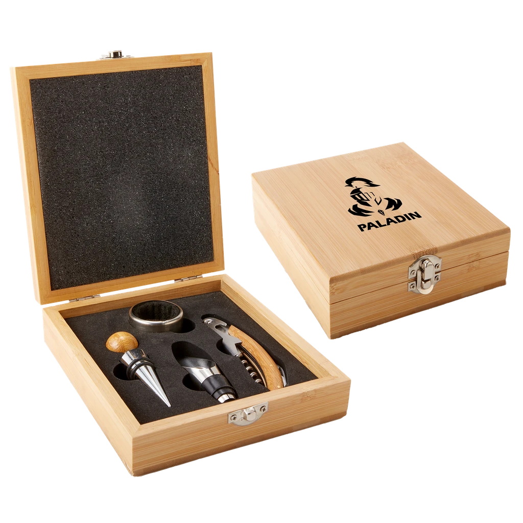 4-Piece Bamboo Wine Tool Set