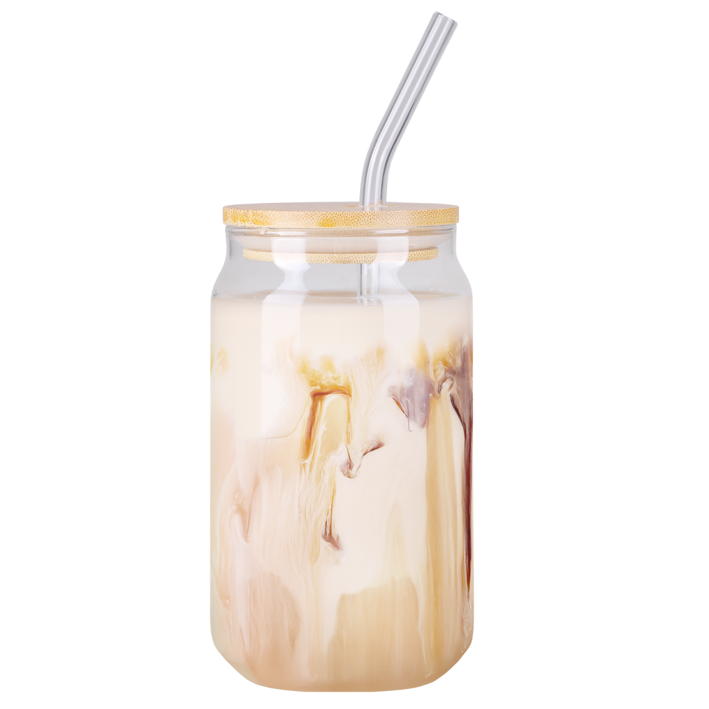 16 oz Glass Can with Bamboo Lid & Straw