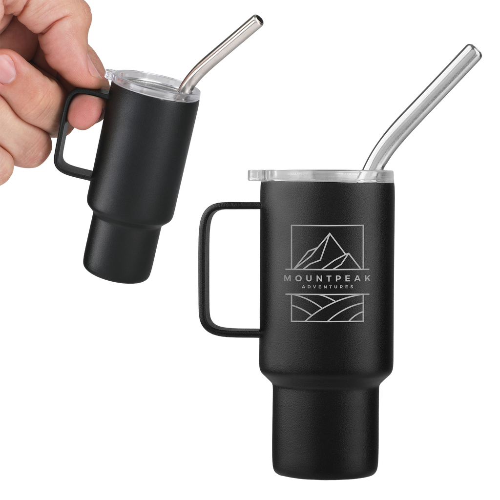 2 Oz. Mini Stainless Steel Tumbler With Straw