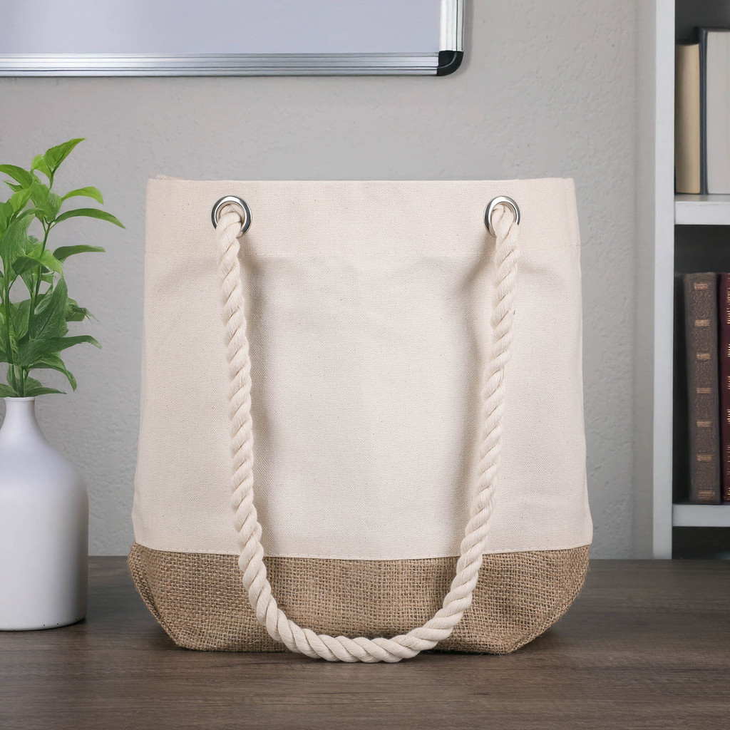 12 Oz. Astoria Cotton Canvas Tote With Jute Bottom