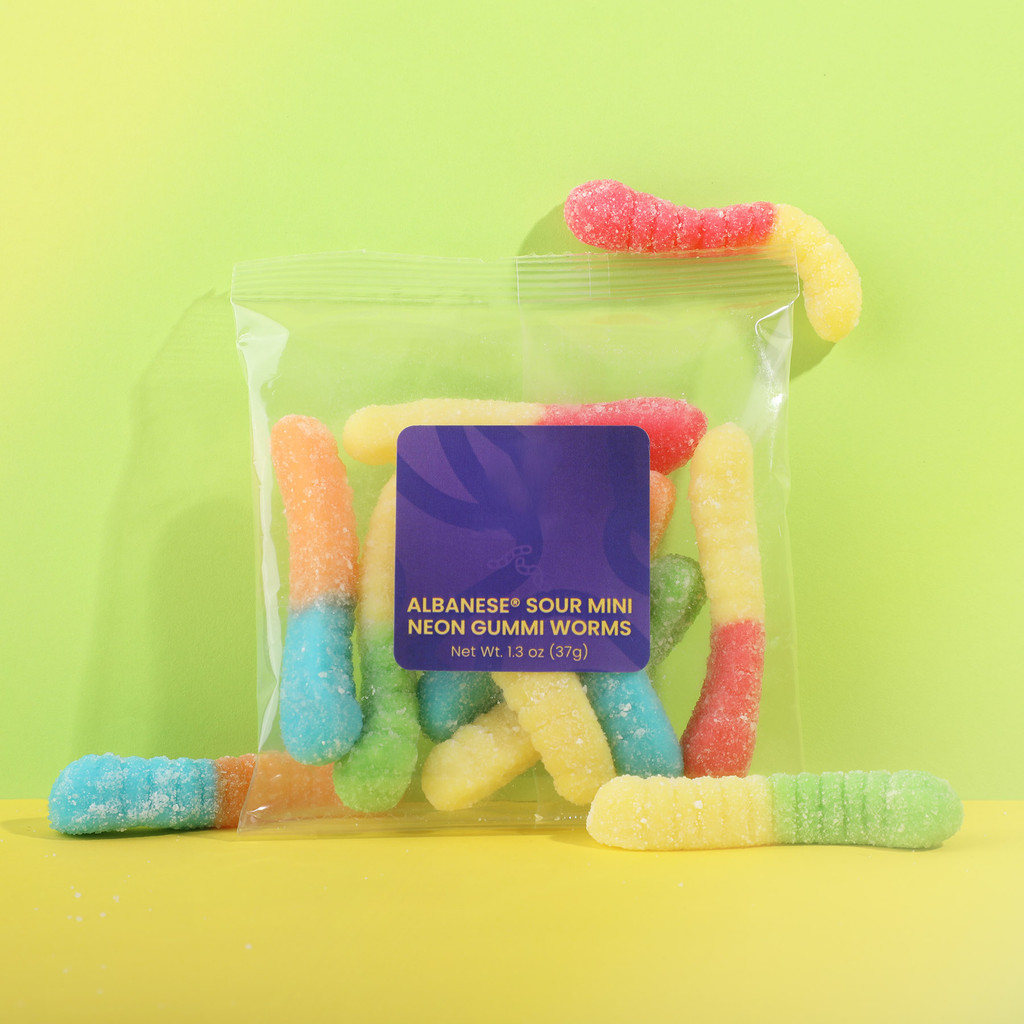 Albanese® Sour Mini Neon Gummi Worms: Taster Packet