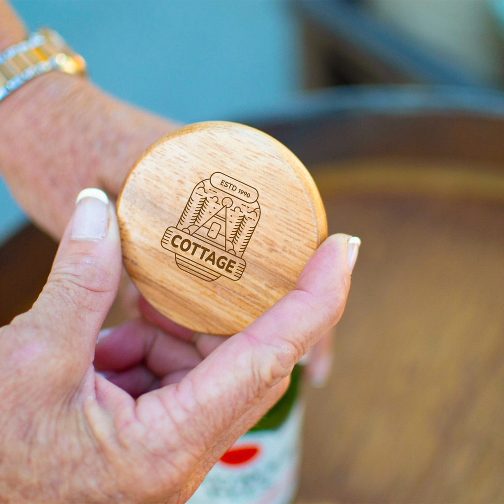 Round Wood Bottle Opener with Back Metal Jaw