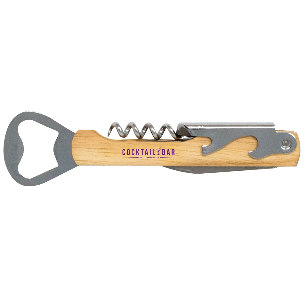 Wood Bottle Opener and Corkscrew