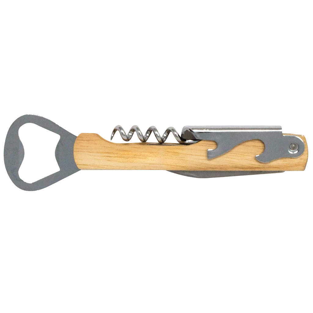 Wood Bottle Opener and Corkscrew