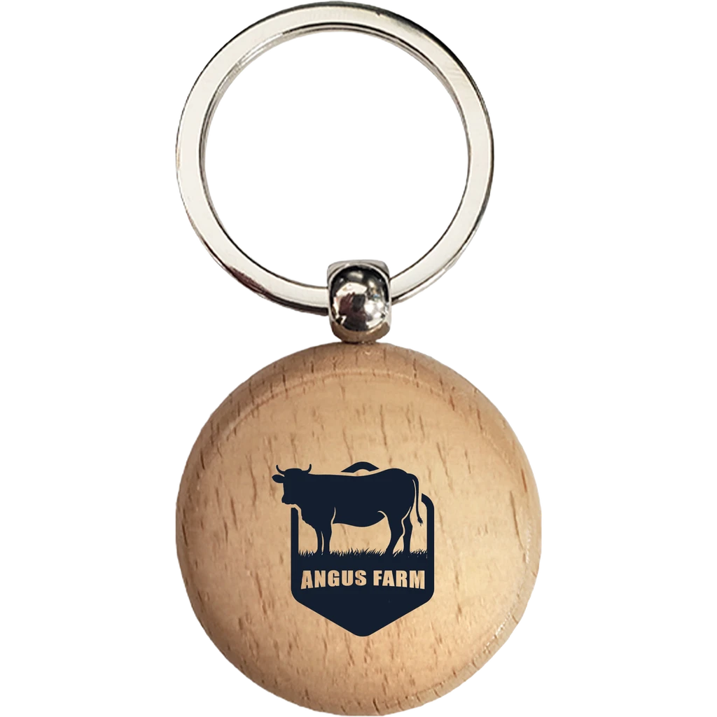 Round Wood Keychain