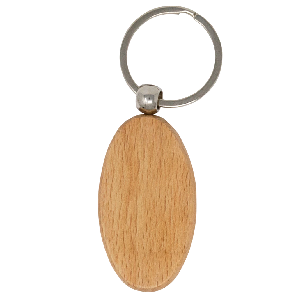 Oval Wood Keychain