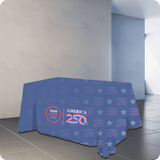 All Over Full Color rPET Polyester Dye Sub Table Cover - flat poly 4-sided, fits 6' table