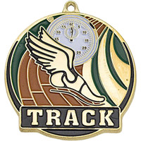 Stock Gold Enamel Sports Medals: Track