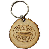 Custom Wood Log Cut Keychains