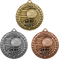 Stock Small Academic & Sports Laurel Medals: Basketball