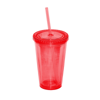 500 Ml. 17 Fl. Oz. Double Walled Tumbler With Straw