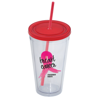 500 Ml. (17 Fl. Oz.) Double Walled Tumbler With Straw