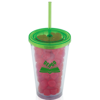 500 Ml. (17 Fl. Oz.) Double Walled Tumbler With Straw