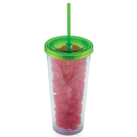 709 Ml. (24 Fl. Oz.) Double Walled Tumbler With Straw