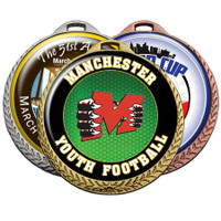 Digistock Medals: Star & Laurel Bottom Border With 2" Dia In Shiny Finish