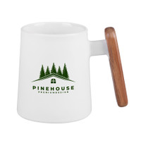 Palmetto 11 oz Black Ceramic Mug with Wooden Handle