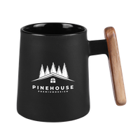 Palmetto 11 oz Black Ceramic Mug with Wooden Handle
