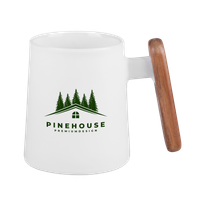 Palmetto 11 oz Black Ceramic Mug with Wooden Handle