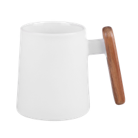 Palmetto 11 oz Black Ceramic Mug with Wooden Handle