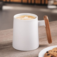 Palmetto 11 oz Black Ceramic Mug with Wooden Handle