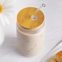 16 oz Glass Can with Bamboo Lid & Straw