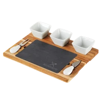 Twine Acacia & Slate Cheese Board Set W/ Ceramic Bowls - HPG Brands