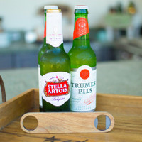 Slim Wood Bottle Opener with Integrated Metal Jaw