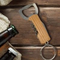 Wood Keychain Bottle Opener and Corkscrew